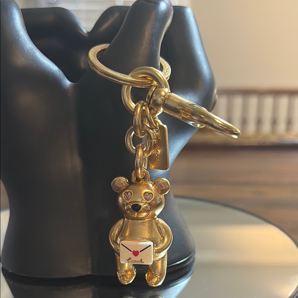 COACH Gold Bear Keychain w/Envelope 💌